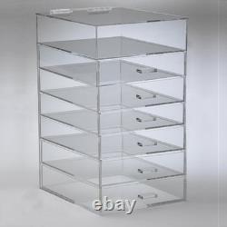 New! Deluxe Makeup Organizer Acrylic 7 Tier Drawer Cosmetic Display Case