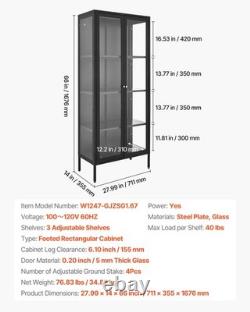 New Display Cabinet with Glass Door, 66 in Tall 4-Tier Lighted Display Case wi