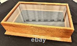 Nice! Antique Oak Wood Glass Tabletop General Store Jewelry Display Case