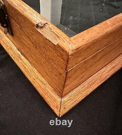 Nice! Antique Oak Wood Glass Tabletop General Store Jewelry Display Case