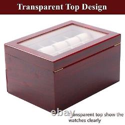 Nisorpa 20 Slots Wooden Watch Box Glass Top Men Watches Display Case Organize