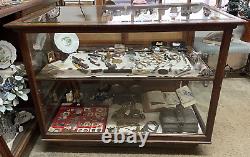 OLD Antique STORE DISLPLAY CASE Counter SHOWCASE Oak GENERAL STORE Beveled Glass