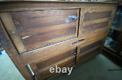 OLD Antique STORE DISLPLAY CASE Counter SHOWCASE Oak GENERAL STORE Beveled Glass