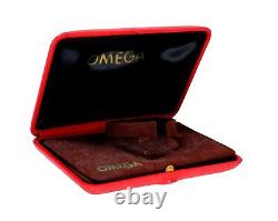 ORIGINAL Vintage Omega Clam Presentation Red Watch Box Display Storage OEM Case