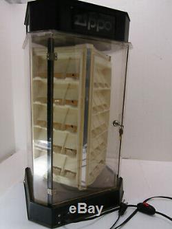 Old 60 Zippo Lighter Store Display With Key Case Lights Up Rotates Works