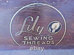 Original antique LILY SEWING THREADS Wooden store dispay cabinet-N. C