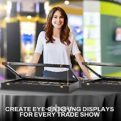 PENNZONI Trade Show Display Case Portable Black with Wooden Dowels
