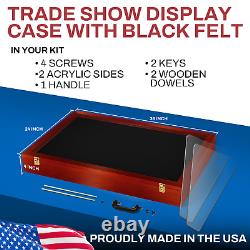 PENNZONI Trade Show Display Case with Acrylic Side Guards Cherry