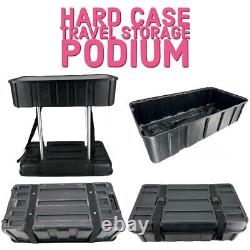 PORTABLE HARD CASE TABLE PODIUM with Storage and on Wheels