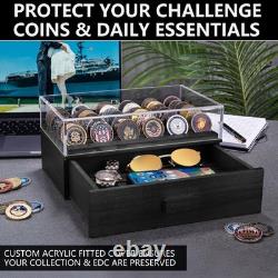 Parkway Home Large Black Wooden Challenge Coin Display Case 72 Coins Clear Cover Parkway Home Large Black Wooden Challenge Coin Display Case 72 Coins Clear Cover