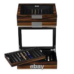 Pen Display Box Ebony Wood Pen Display Case, Fountain Pen Storage Box, 20 Pen
