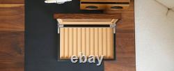 Pen Display Case Fountain 12+ Brown Camel Wood Organizer Storage Tray Glass Box