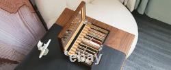 Pen Display Case Fountain 12+ Brown Camel Wood Organizer Storage Tray Glass Box