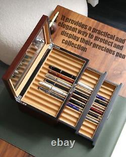 Pen Display Case with 36 Pen Slots, Fountain Pen Case, Wood Pen Storage Organ