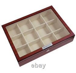 Personalized 12 Tie Belt Display Case Cherry Wood Men Storage Box