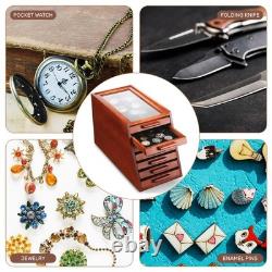 Pocket Knife Display Case Holder Storage Cabinet 7-Tier with Felt Drawers