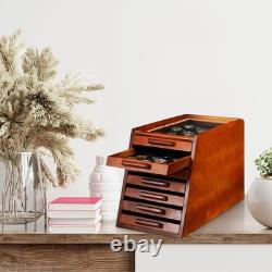 Pocket Knife Display Case Holder Storage Cabinet 7-Tier with Felt Drawers