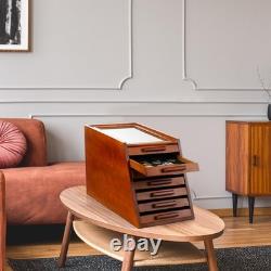 Pocket Knife Display Case Holder Storage Cabinet 7-Tier with Felt Drawers