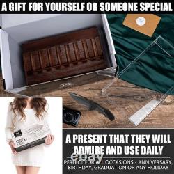 Pocket Knife Display Case for 16 Knives, Wooden Two-Tier EDC Storage Box