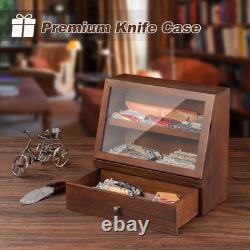 Pocket Knife Display Case for 22-30 Folding Knives, Drawer with Removable Displa