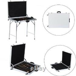 Portable Aluminum Box Suitcase Jewelry Display Storage Organizer Case with Stand