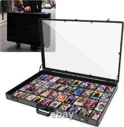 Portable Aluminum Trading Card Display Case with Locks 34x22 Black