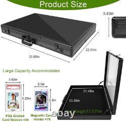 Portable Aluminum Trading Card Display Case with Locks 34x22 Black
