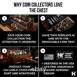 Premium Wooden Challenge Coin Display Case Store Up to 45 Coins with The Ch