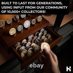 Premium Wooden Challenge Coin Display Case Store Up to 45 Coins with The Ch