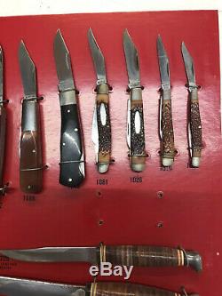 RARE 1980s Store Counter Knife Display Case Vintage with26 Kabar & Sabre Knives #