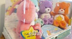 RARE Care Bears Singing Sing-along Friends Plush Dolls lot in Store Display Case