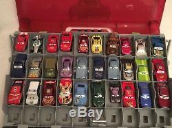 RARE Disney Cars 2 Fan Play N Display Storage Carry Case & 30 Die Cast Cars