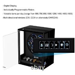 RGB Automatic 6 Watch Winders Fingerprint Entry 6 Watches Storage Display Case