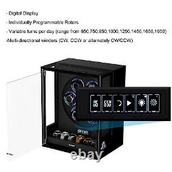 RGB Automatic 6 Watch Winders Fingerprint Entry 6 Watches Storage Display Case