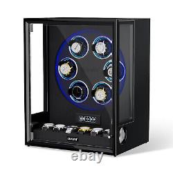 RGB Automatic 6 Watch Winders Fingerprint Entry 6 Watches Storage Display Case