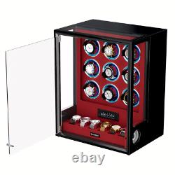 RGB Automatic 9 Watch Winder Fingerprint 6 Watches Storage Display Case Luxury
