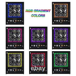 RGB Automatic 9 Watch Winders Fingerprint 6 Watches Storage Display Case Luxury