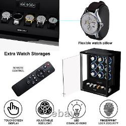 RGB Automatic 9 Watch Winders Fingerprint Entry 6 Watches Storage Display Case