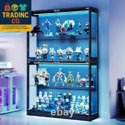 RGB Display Cabinet with Adjustable Glass Shelves, 4-Tier Storage Case with LED