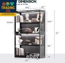 RGB Display Cabinet with Adjustable Glass Shelves, 4-Tier Storage Case with LED