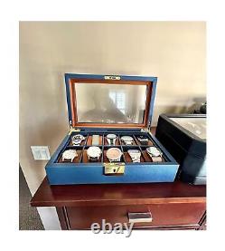ROTHWELL 10 Slot Leather Watch Box Luxury Watch Case Display Jewelry Organi