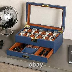 ROTHWELL 10 Slot Leather Watch Box with Valet Drawer Luxury Watch Case Display