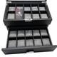 ROTHWELL 20 Slot Leather Watch Box Display Case Organizer Glass Top Lock Black
