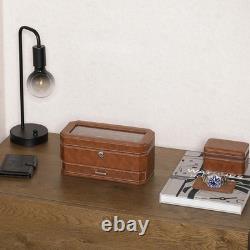 ROTHWELL 4 Slot Leather Watch Box Valet Drawer Storage Display Case Organizer