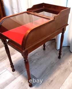 Rare Antique Victorian Wood & Curved Glass Showcase/General Store Display Case