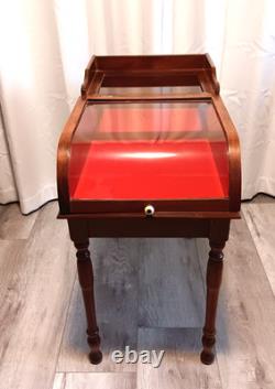 Rare Antique Victorian Wood & Curved Glass Showcase/General Store Display Case