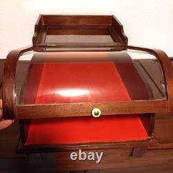 Rare Antique Victorian Wood & Curved Glass Showcase/General Store Display Case