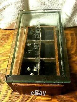 Rare Very Small Oak 100+ Yr Old Country / General Store Showcase / Display Case