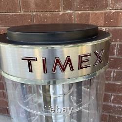 Rare Vintage 70s Timex Revolving Illuminated Watch Display Case Tall Lighted