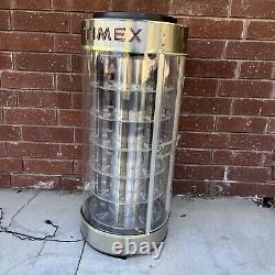 Rare Vintage 70s Timex Revolving Illuminated Watch Display Case Tall Lighted